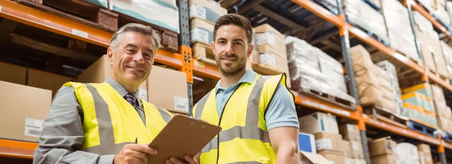 A manager and staff of a profitable warehouse operation.