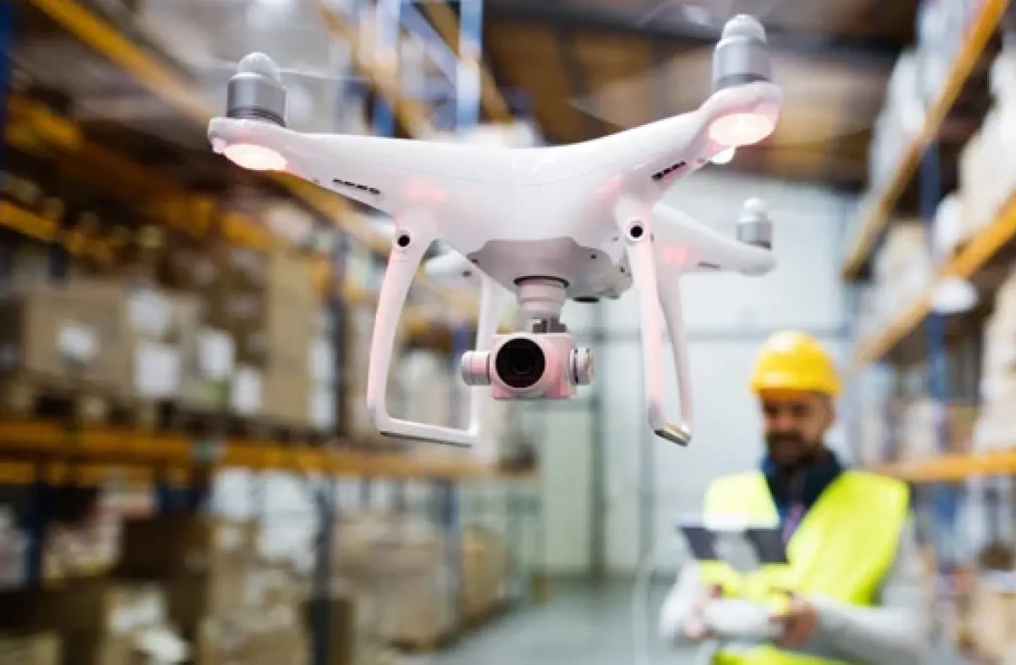 Use of drone in a warehouse.