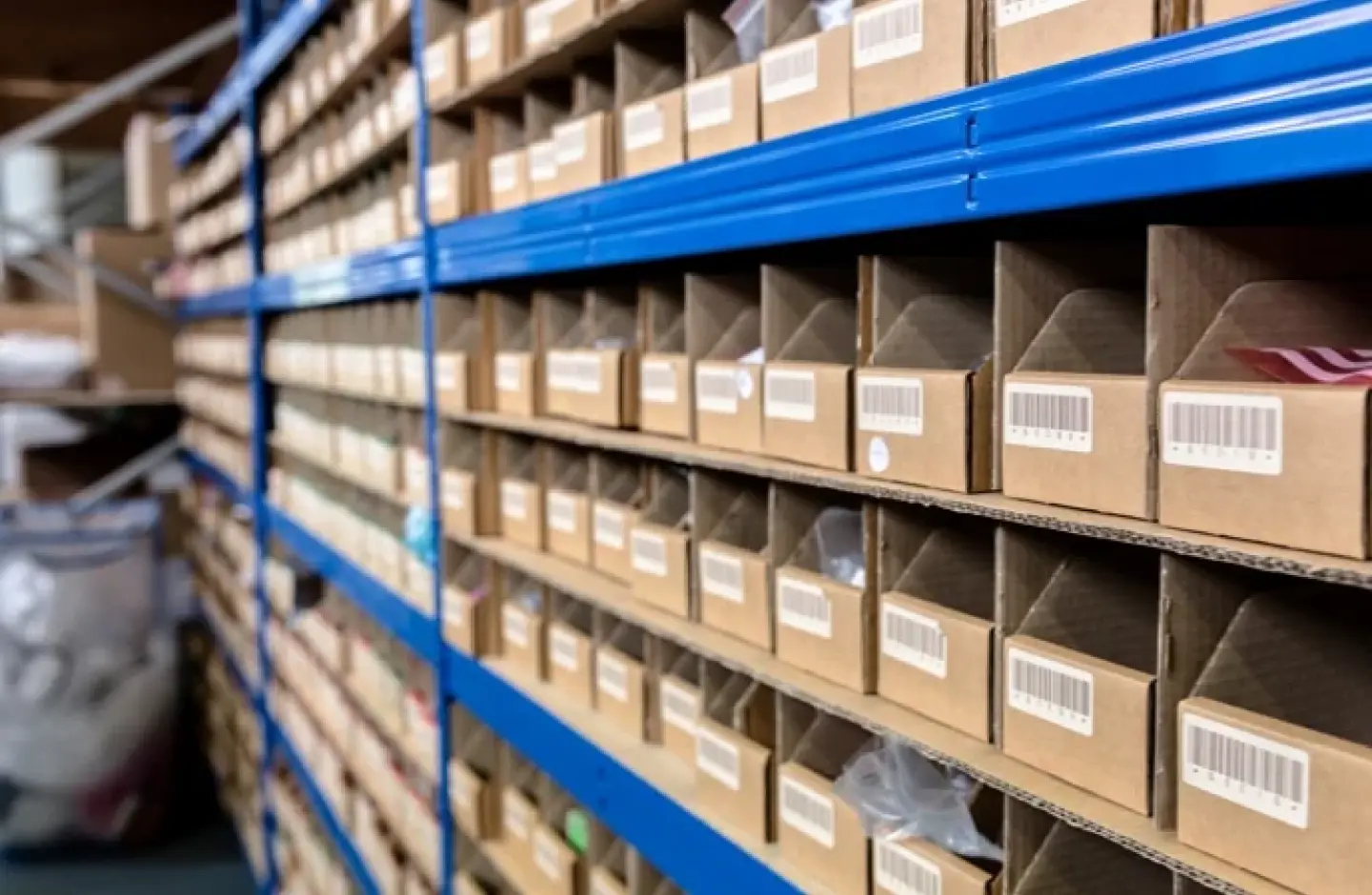 Picking shelves in fulfillment center.