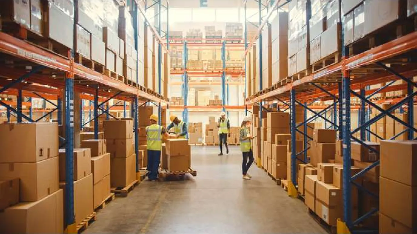 A warehouse using parcel dimensioners effectively.