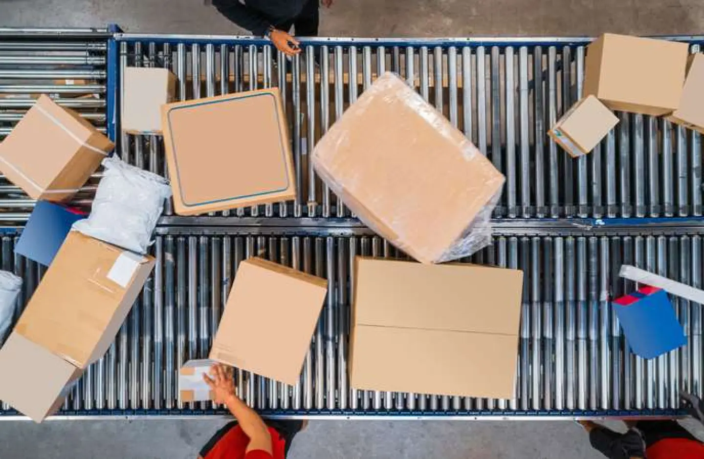 A warehouse conveyor system.