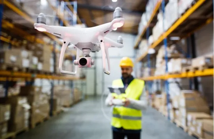 A drone used in warehouse operations.