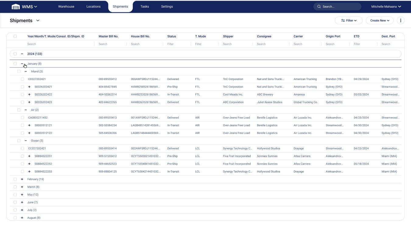 Manage Consolidations, Shipments, Bookings & More