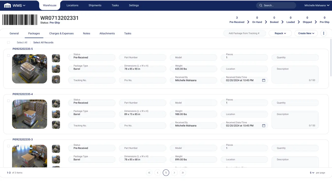 Manage Warehouse Receipts, Packages, Inventory & More