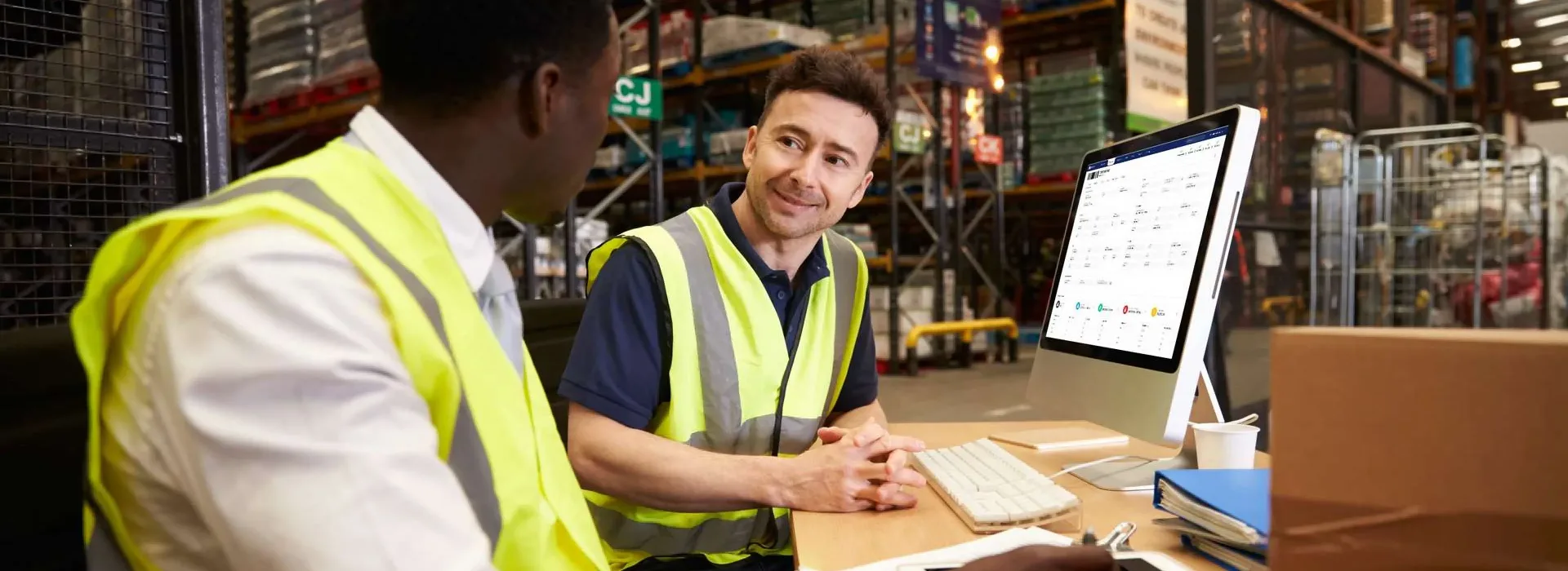 A warehouse manager using a Warehouse Management System.